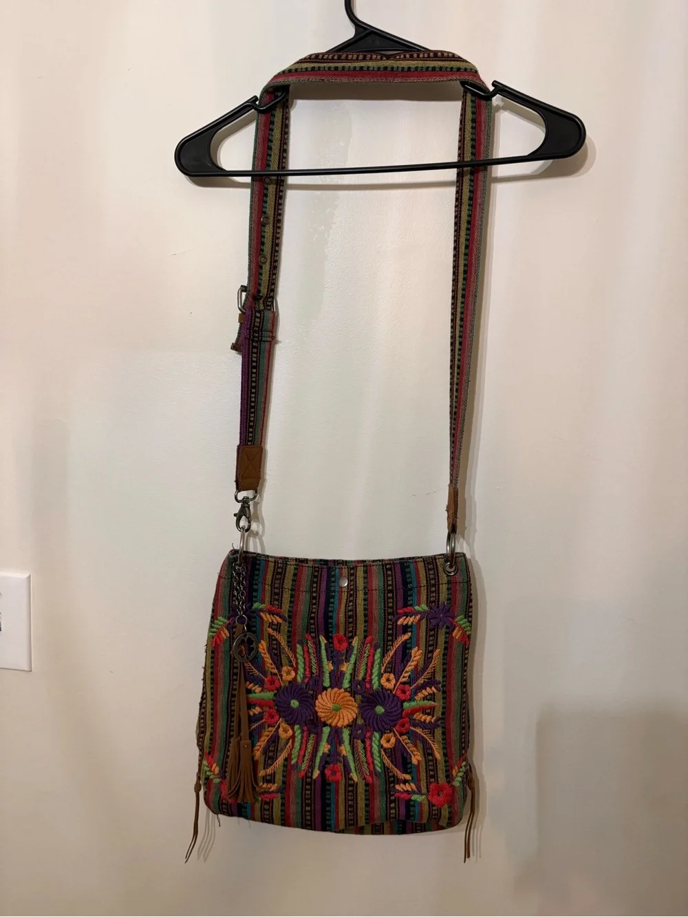 Embroidered Boho Lucky Brand Crossbody Bag - Multicolor